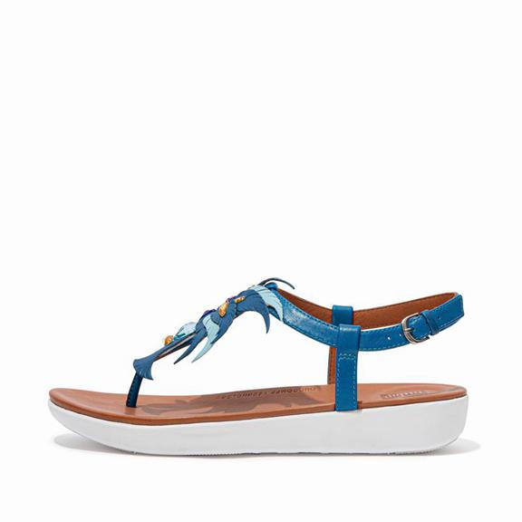 Fitflop Tia Leather Back-Strap Sandalen Mit Rückenriemen Damen - Blau AT-367045